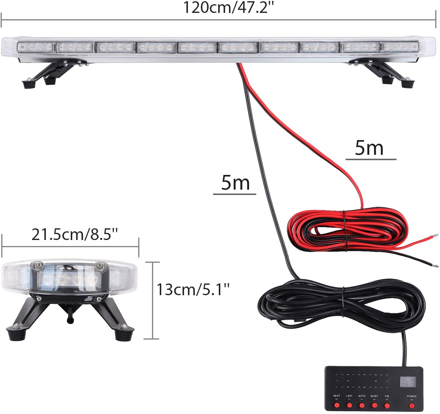 PUENTE ROTATIVO LED AMBAR 88W 47.2″ 12/24V — Talleres Jaula — vista 2 (ampliada)
