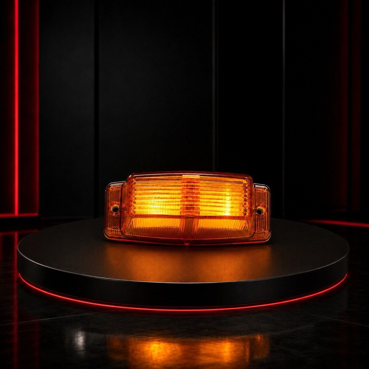 Piloto danés doble LED Omnius ámbar encendido — render LED dual iluminado