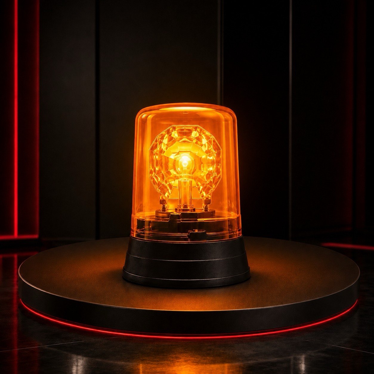 Rotativo ámbar 24V Dasteri halógeno encendido — render bombilla halógena iluminada
